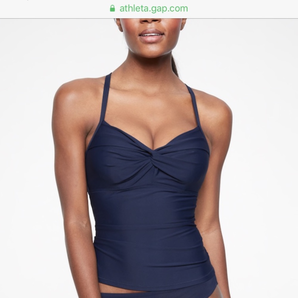 Athleta twist up tankini top dress blue 38 B/C Navy dress Blue swim top